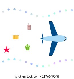 travel suitcase aircraft starfish tropical plant f