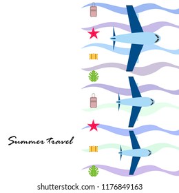 travel suitcase aircraft starfish tropical plant f