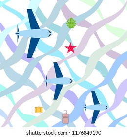 travel suitcase aircraft starfish tropical plant f