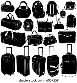 travel suitcase and bag vector