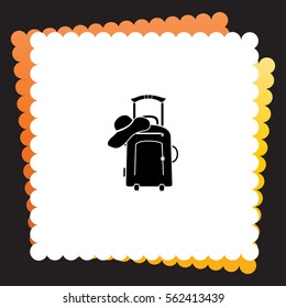 Travel suitcase and beach hat  icon. Vector design.