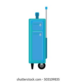 travel suitcase blue slim with handle and wheels