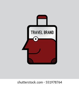 Travel suitcase brown vector logo design template