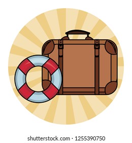 travel suitcase and buoy