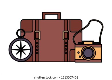 travel suitcase camera compass