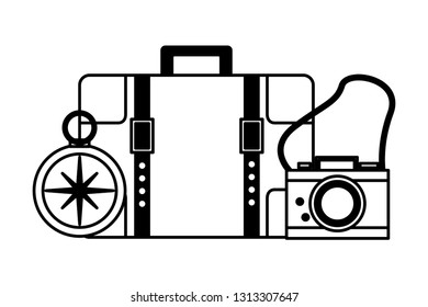 travel suitcase camera compass