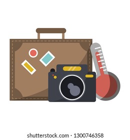 travel suitcase camera and thermometer