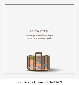 Travel suitcase concept vector card template