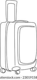 Maleta de viaje en estilo de dibujo de línea continua.
