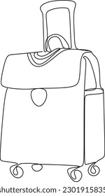 Travel suitcase in continuous line drawing style.