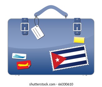 Travel Suitcase Cuba flag