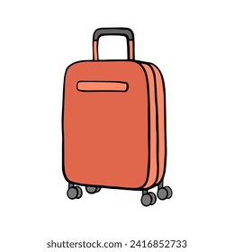 Travel suitcase in doodle style clip art Hand luggage vector