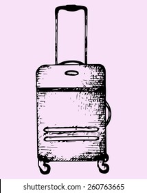 travel suitcase, doodle style, sketch illustration