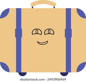 Travel suitcase with emoji for travel.