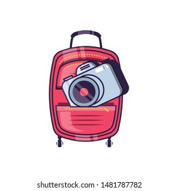 travel suitcase equipment with camera photographic