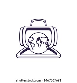 travel suitcase equipment with world planet