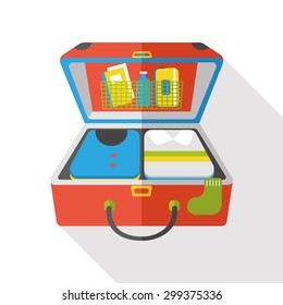 travel Suitcase flat icon with long shadow