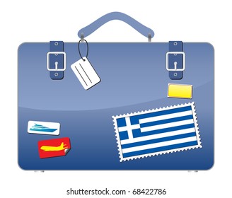 Travel Suitcase Greece flag