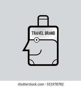 Travel suitcase grey vector logo design template