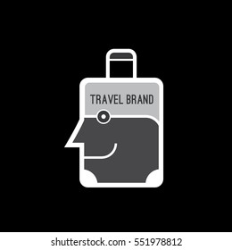 Travel suitcase grey vector logo design template