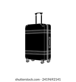 Travel Suitcase icon in black fill style. Summer vacation graphic element template in trendy style. Editable vector for you.