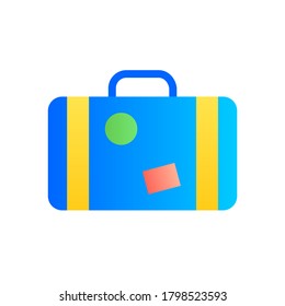 Travel Suitcase Icon in Flat Style with Gradient Color for Travelling Shop and E-Travel Apps