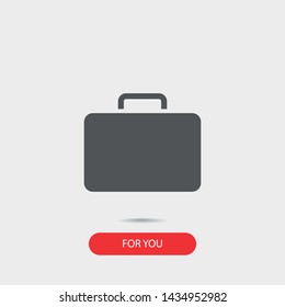 A travel suitcase icon isolated on a styly background.  A travelling luggage in  an airport or a train station.A trip baggage sign.  Vector Illustration