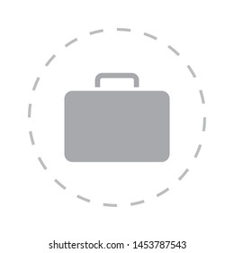 A travel suitcase icon isolated on a styly background. A travelling luggage in an airport or a train station.A trip baggage sign. Vector Illustration