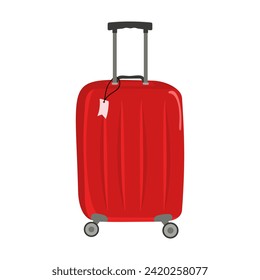 Travel suitcase, icon isolated on white isolated background. Tourism, recreation. Bag with a handle, wheels, retractable handle for travel, business trips, summer holidays. Travel luggage Traveler.