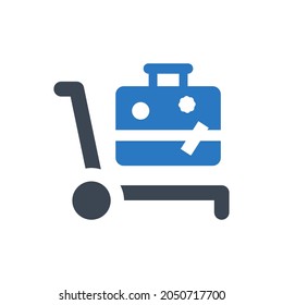 Travel suitcase icon on white background