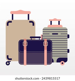 Travel Suitcase Illustration. Image Stok Various Kinds Travel Luggage 