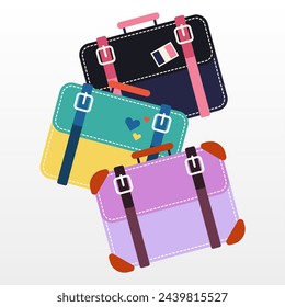 Travel Suitcase Illustration. Image Stok Various Kinds Travel Luggage 