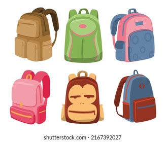 Travel suitcase, journey package, business travel bag, trip luggage. Collection different bags, heap of baggage, suitcases, luggage. Vector illustration.