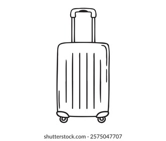 travel suitcase luggage doodle hand drawn icon. Outline drawing travel suitcase line clipart symbol. Vector illustration