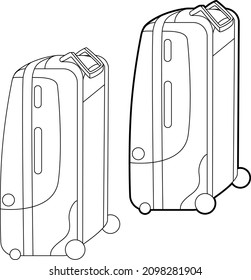 Travel suitcase on 4 wheels with foldable handle. Vector illustration
