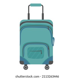 travel suitcase on wheels isolated on white background, hand drawing