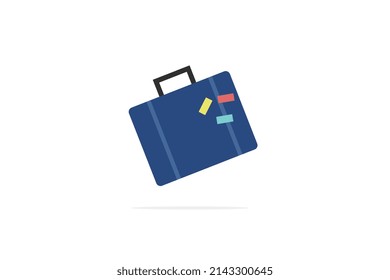 Travel suitcase on a white background with a shadow below, vector modern style illustration.