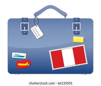 Travel Suitcase Peru flag