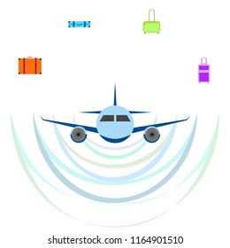 travel suitcase plane vector background