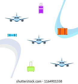 travel suitcase plane vector background
