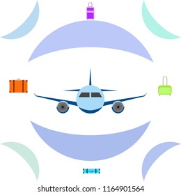 travel suitcase plane vector background