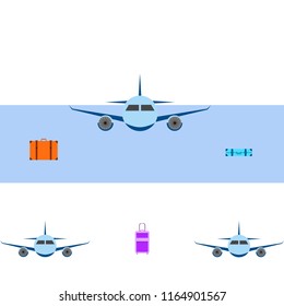travel suitcase plane vector background
