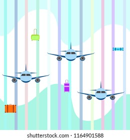 travel suitcase plane vector background