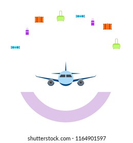 travel suitcase plane vector background