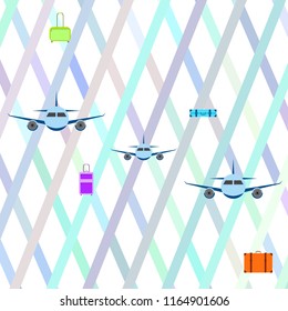 travel suitcase plane vector background