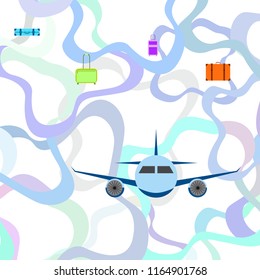 travel suitcase plane vector background