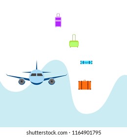 travel suitcase plane vector background
