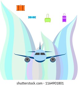 travel suitcase plane vector background