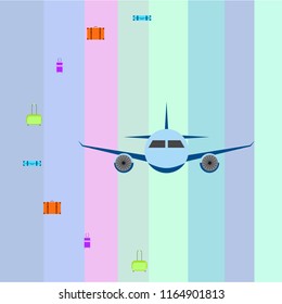 travel suitcase plane vector background