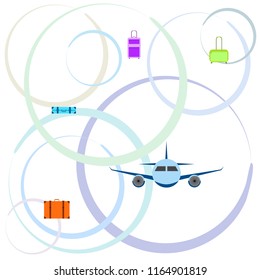 travel suitcase plane vector background